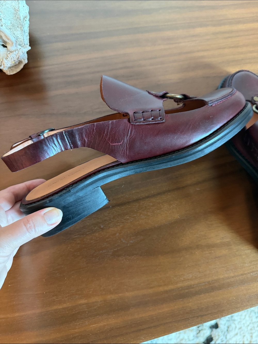 Rachel Comey Burgundy Leather Slingback Loafers with Metal Bit - Picture 3 of 4